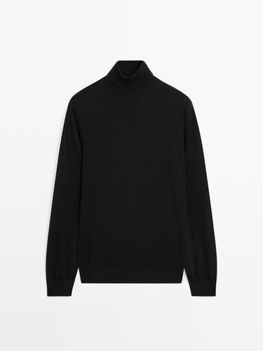 Zara Wool blend high neck knit jumper - Black