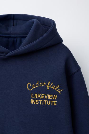 EMBROIDERED SLOGAN HOODIE - Navy blue by Zara - Image 2