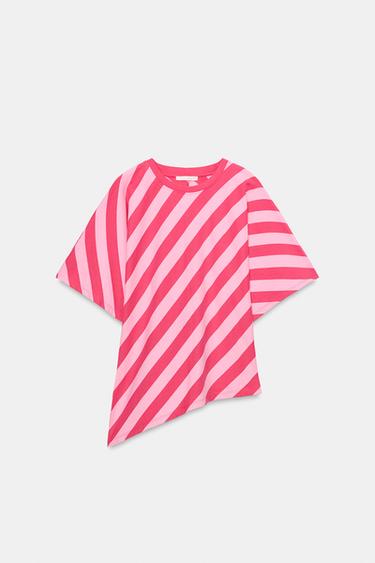 ASYMMETRIC HEM STRIPED TOP - Pink by Zara - Image 5
