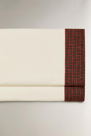 DRAP DE DESSUS LIN DÉLAVÉ BORDURE NOËL - Écru de Zara