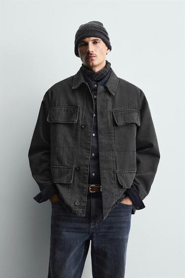 CHAQUETA RELAXED FIT BOLSILLOS - Carbón de Zara