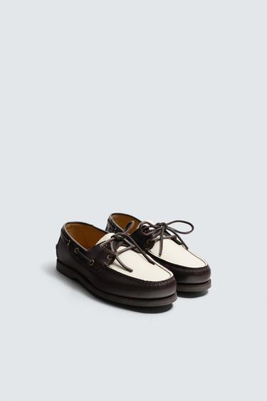 LEATHER DECK SHOES - Multicoloured by Zara