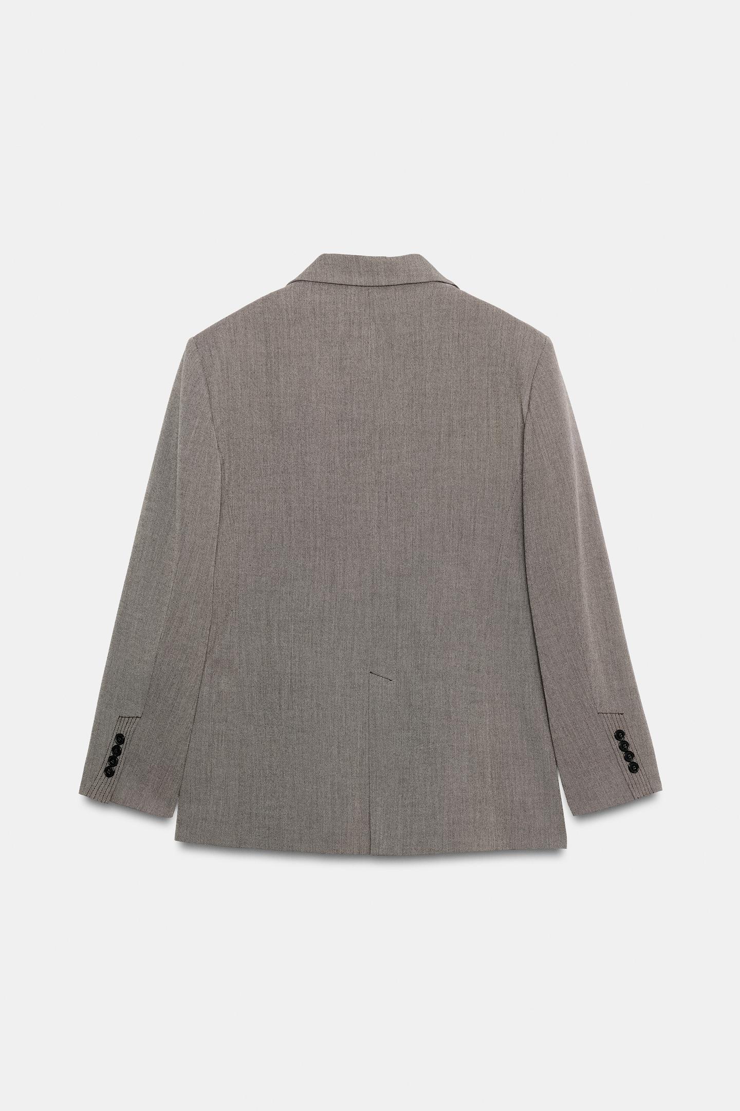 Женский пиджак Zara ZW Collection Double-Breasted, цвет: Коричневый меланжевый — фото 8