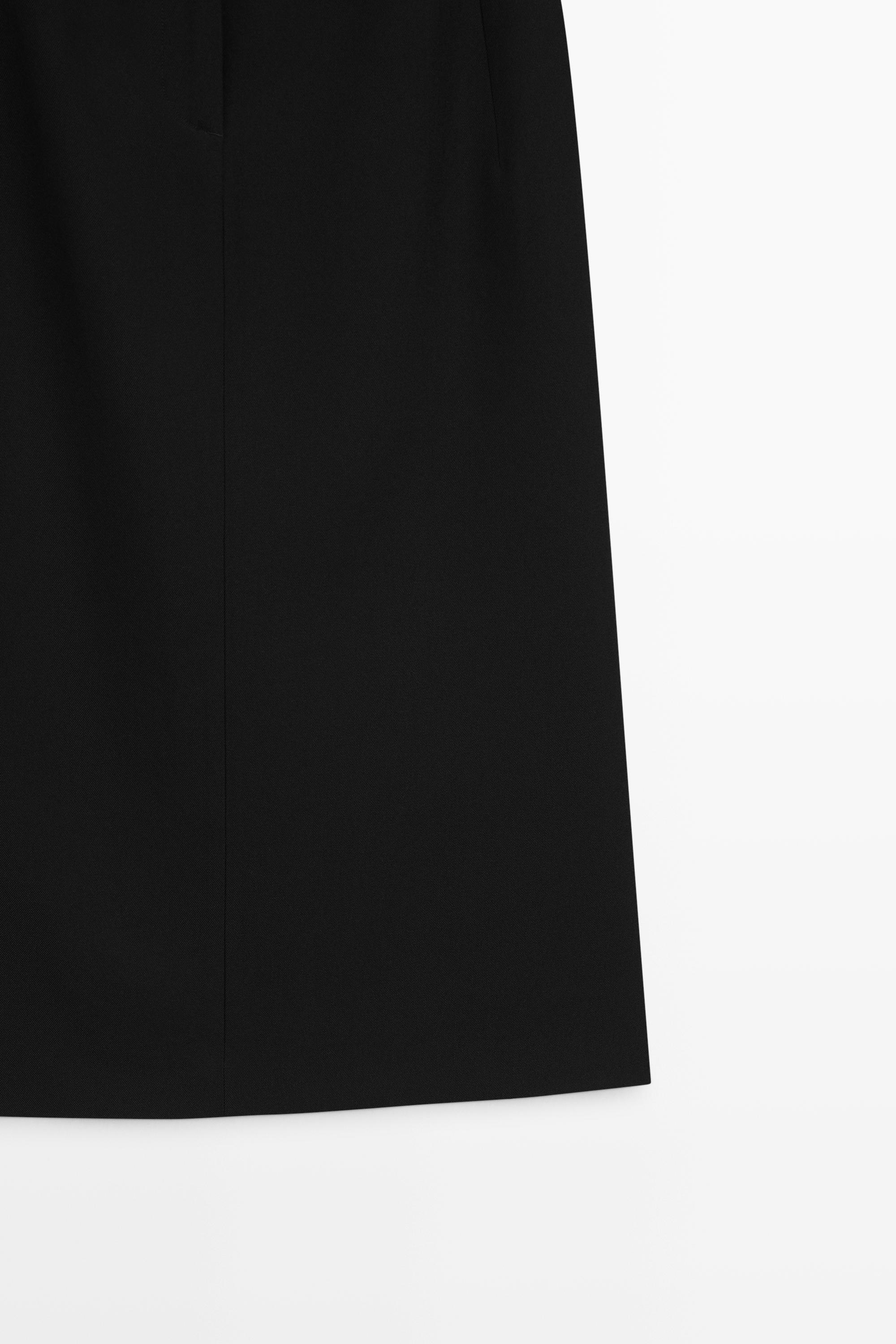 Straight wool blend midi skirt