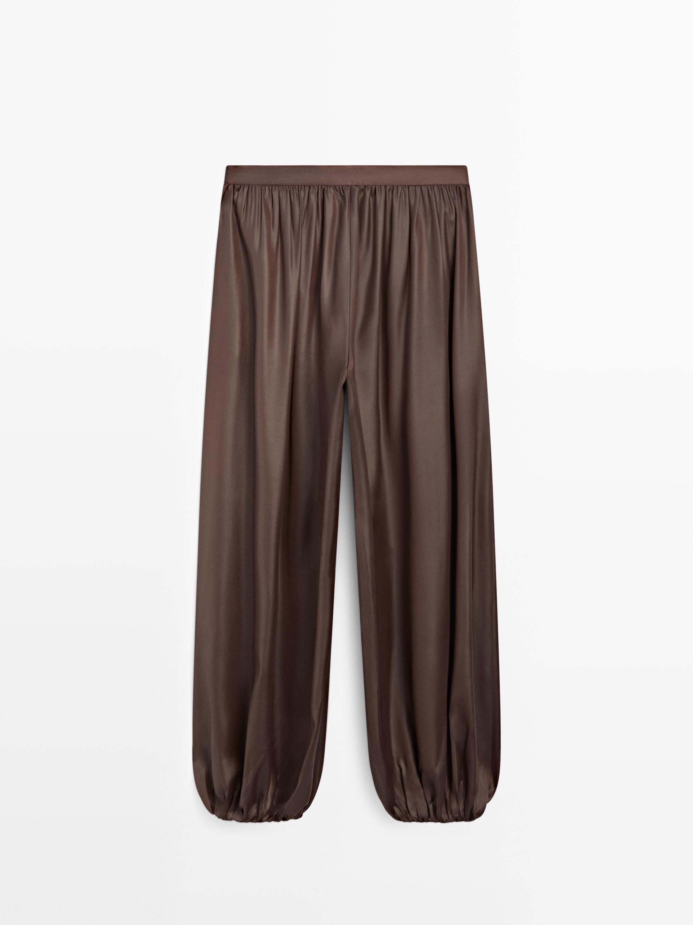 Flowing balloon fit satin trousers