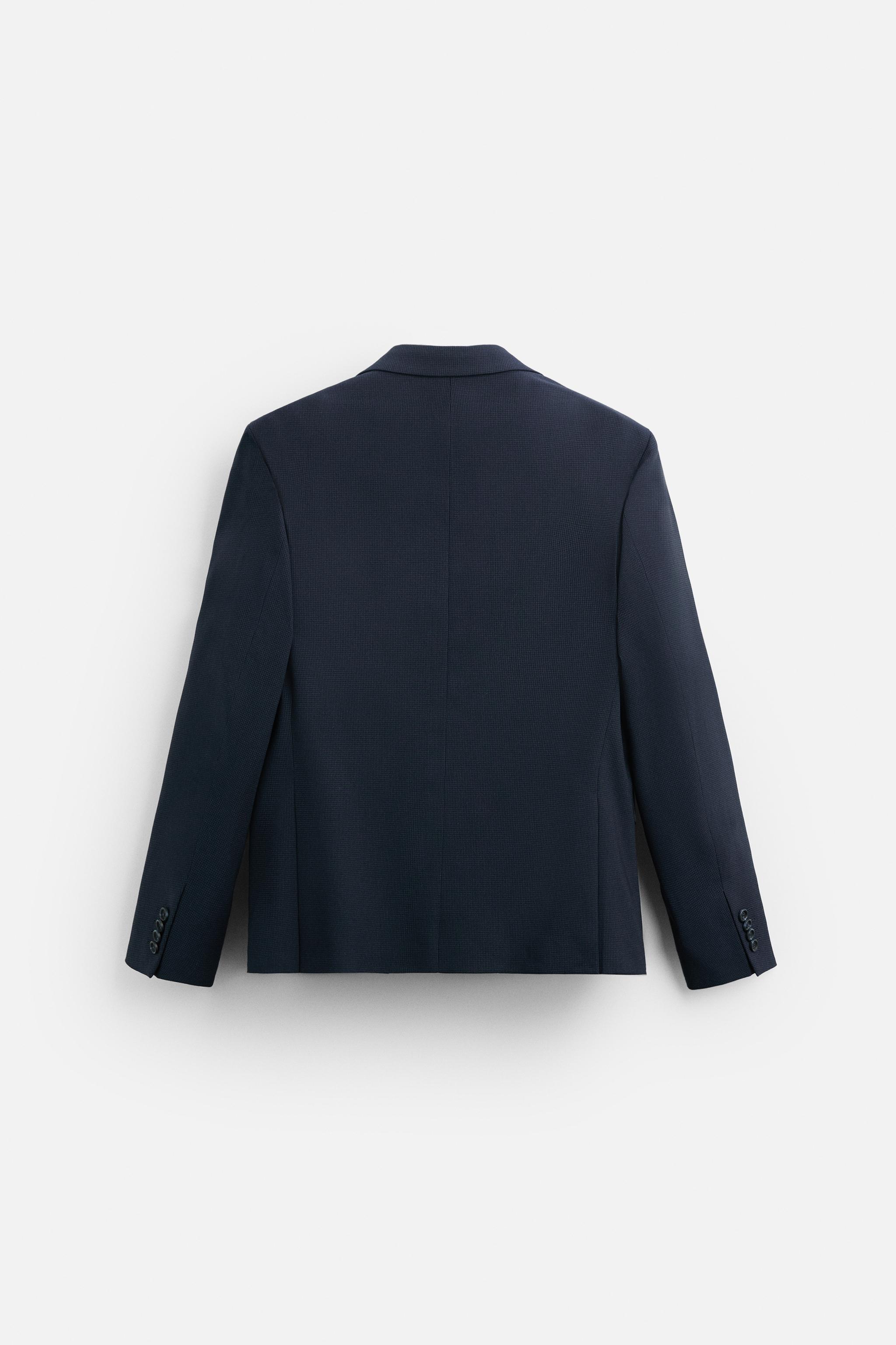 BLAZER DE COSTUME TEXTURE A CARREAUX Bleu marine ZARA France