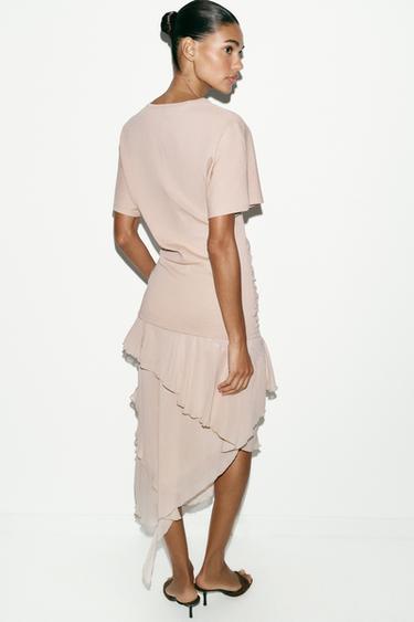 ROBE BIMATIÈRE À VOLANTS - rose poudré de Zara - Image 6