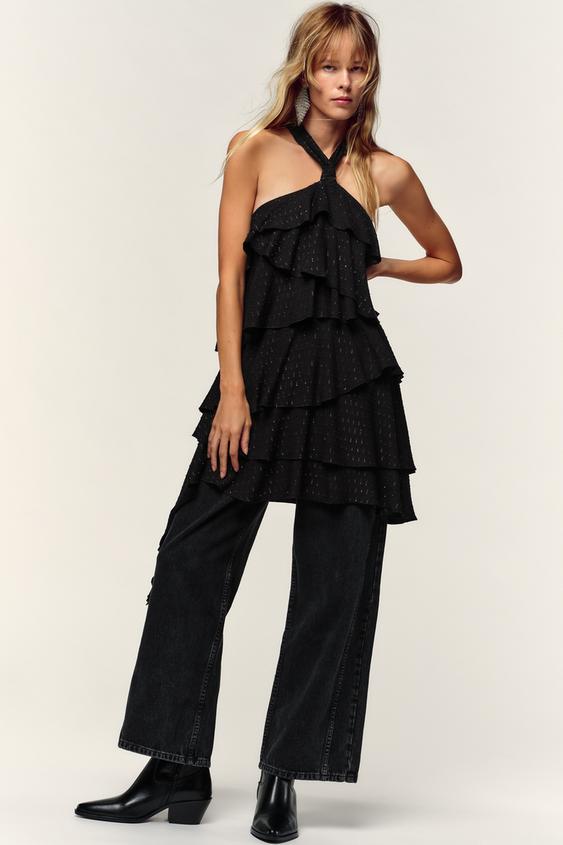 HALTER METALLIC THREAD DRESS