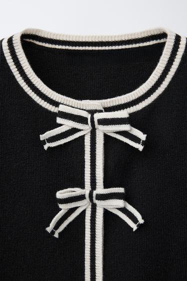 CARDIGAN WITH BOWS - Black by Zara - Image 2