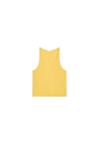 RIBBED CROP TOP - Yellow by Zara