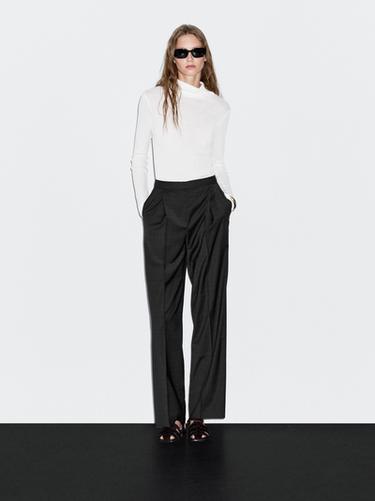 Zara Wool blend darted trousers - Black