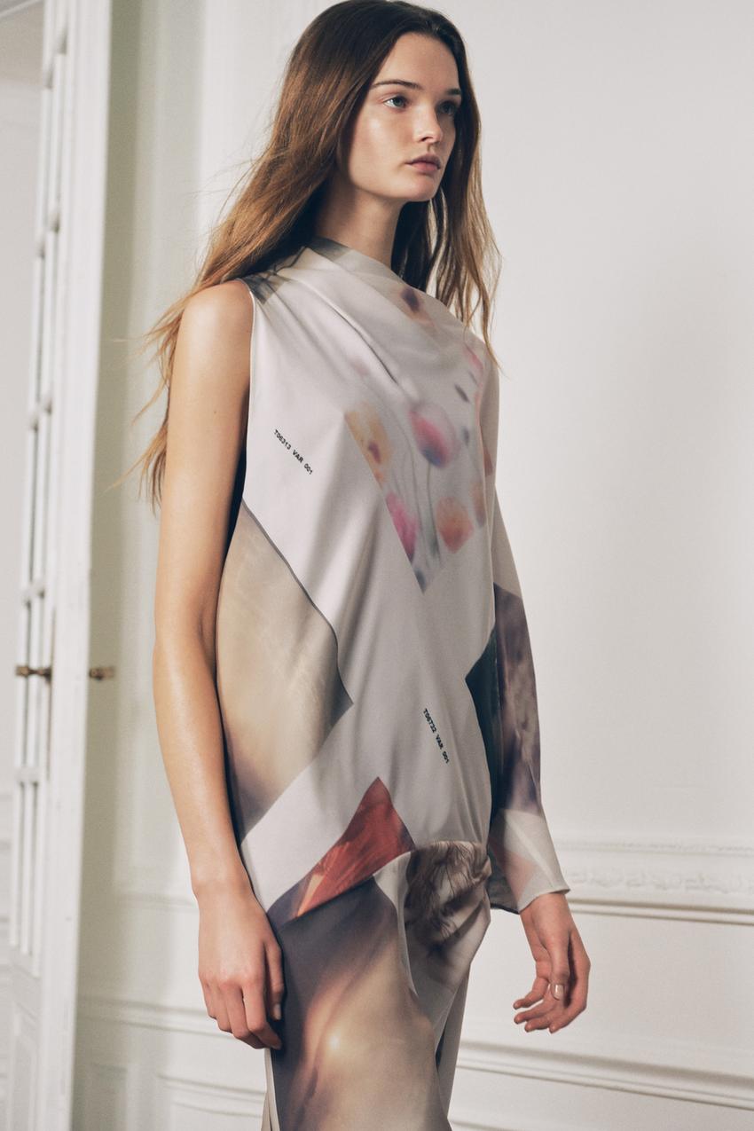 ZW COLLECTION プリント アシンメトリーワンピース - マルチカラ  