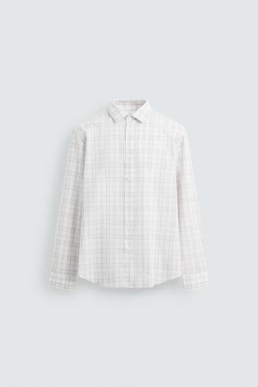CAMISA SLIM FIT XADREZ - Bege da Zara