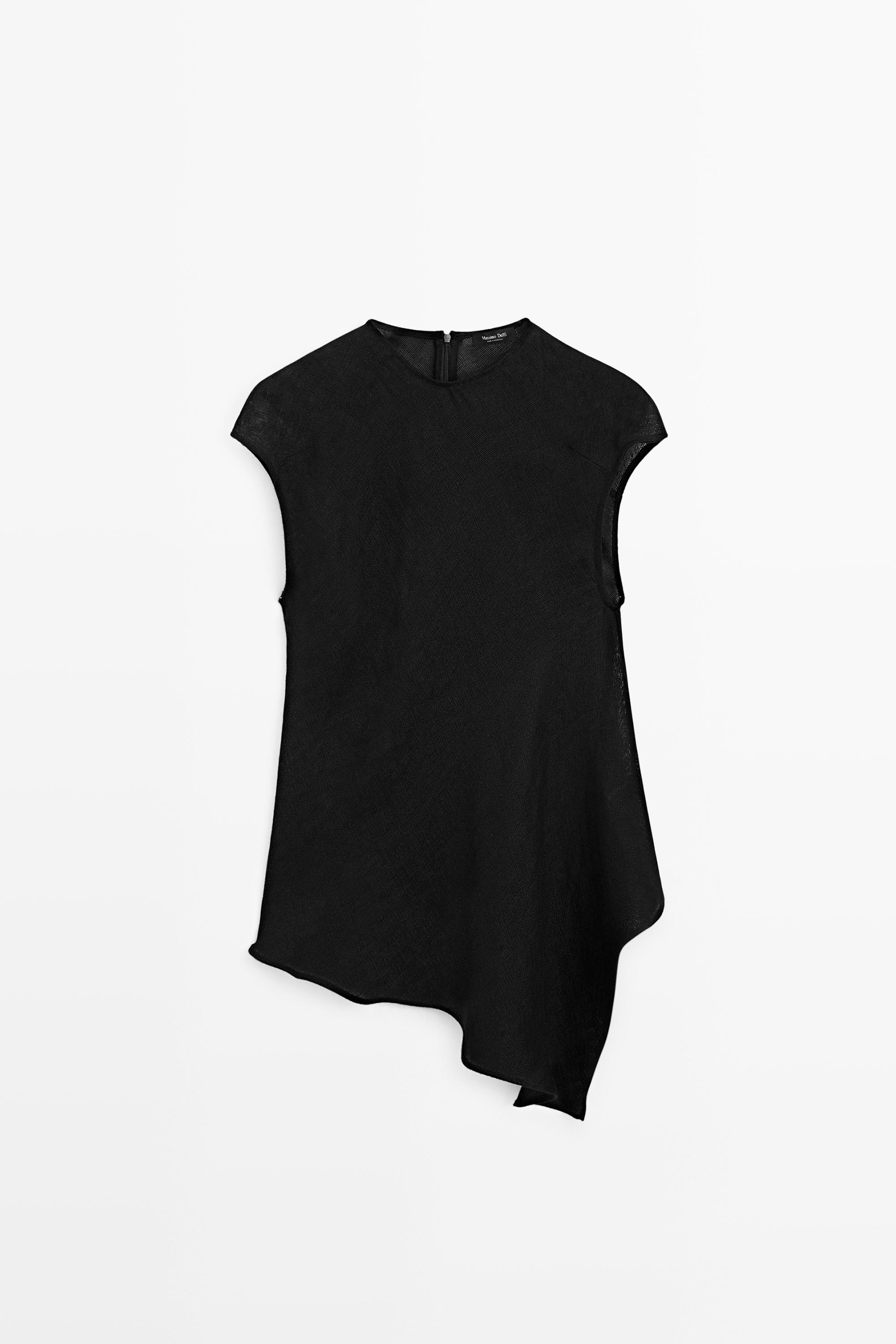 Flowing asymmetric linen top