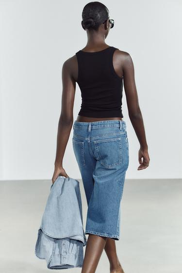 LOW-RISE DENIM JORTS - Navy blue by Zara - Image 1