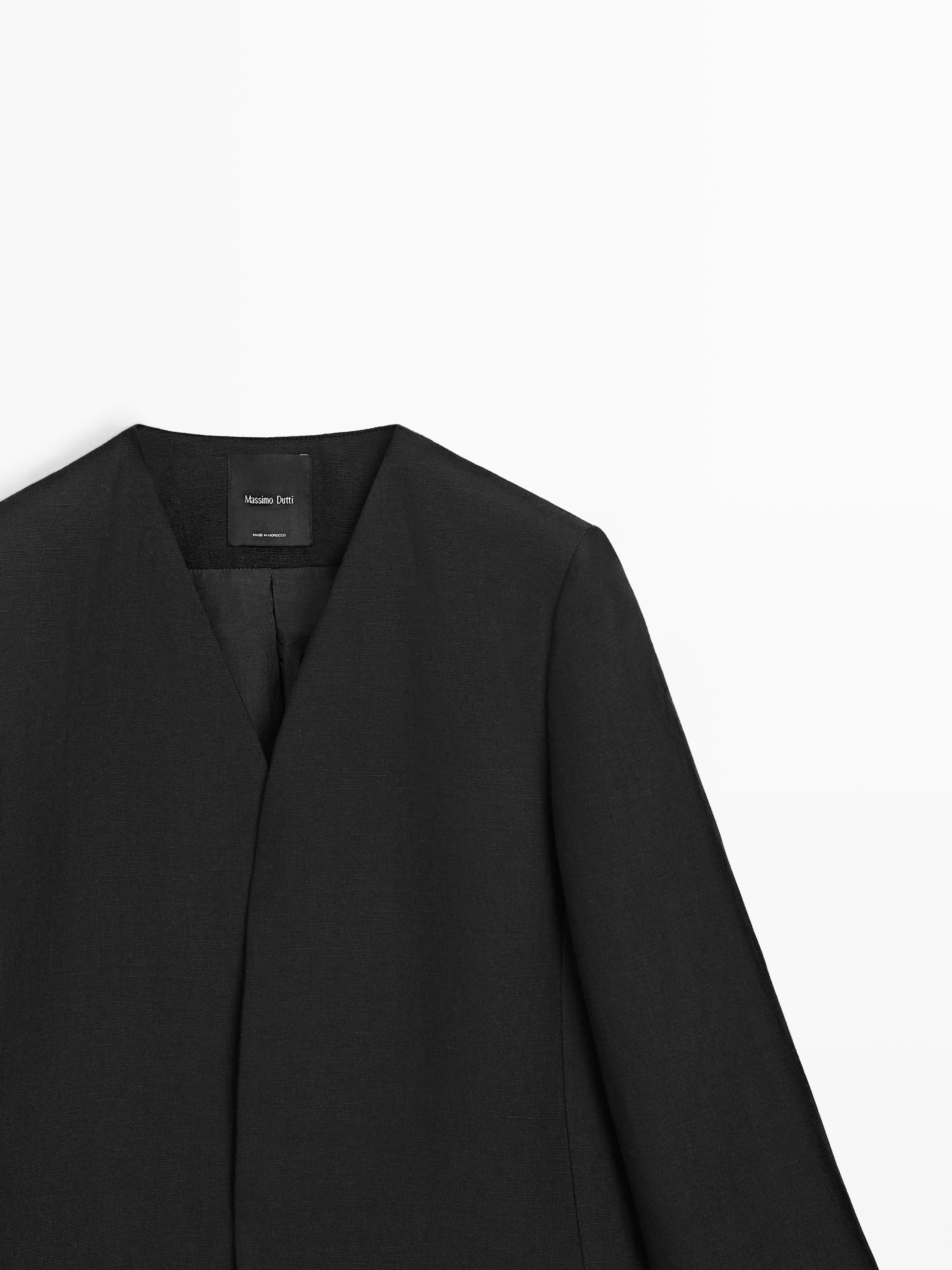 100% linen lapelless blazer