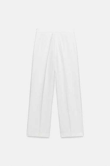 HIGH-WAIST STRAIGHT-LEG TROUSERS - Oyster-white by Zara - Image 6