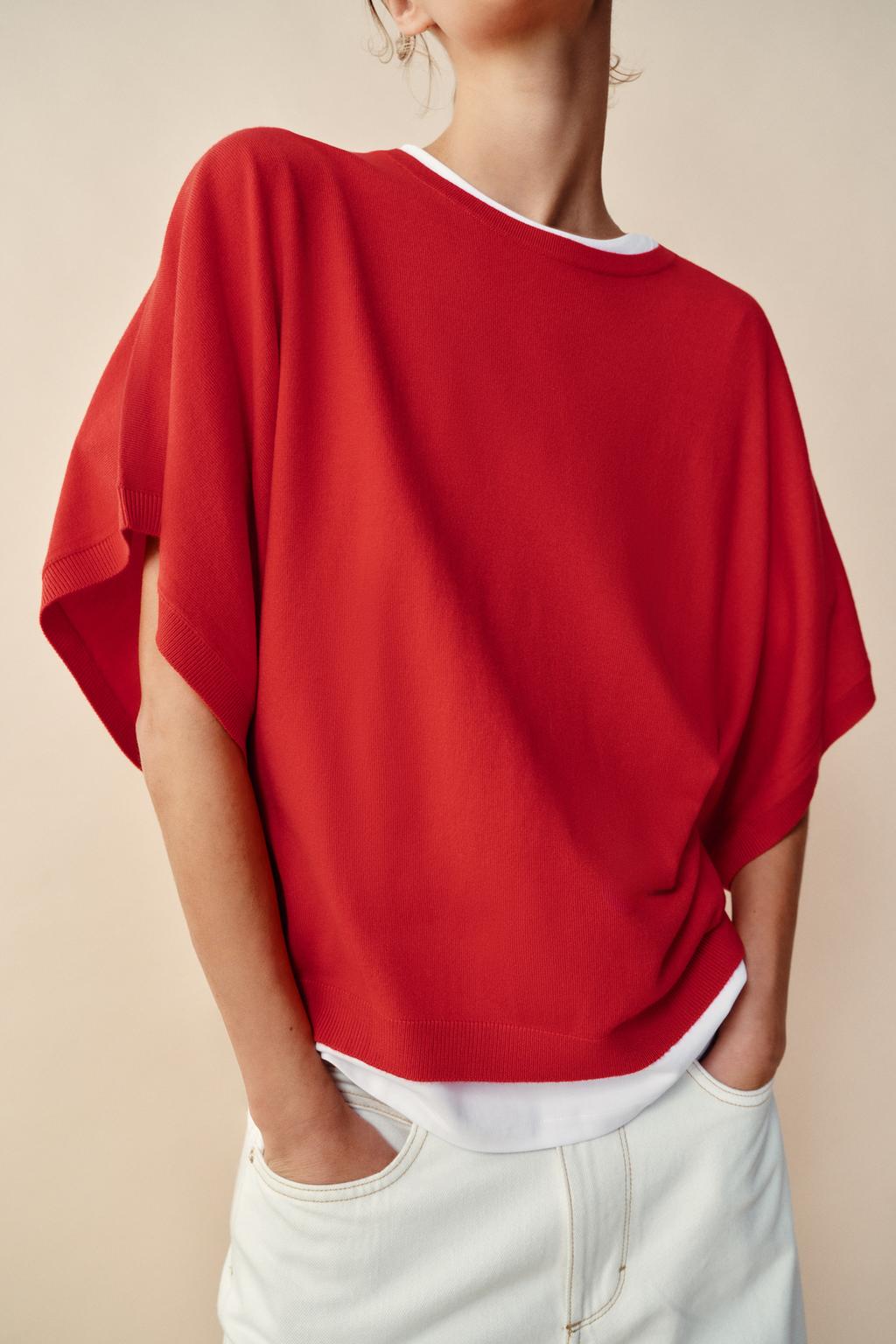 WIDE SHORT SLEEVE KNIT TOP