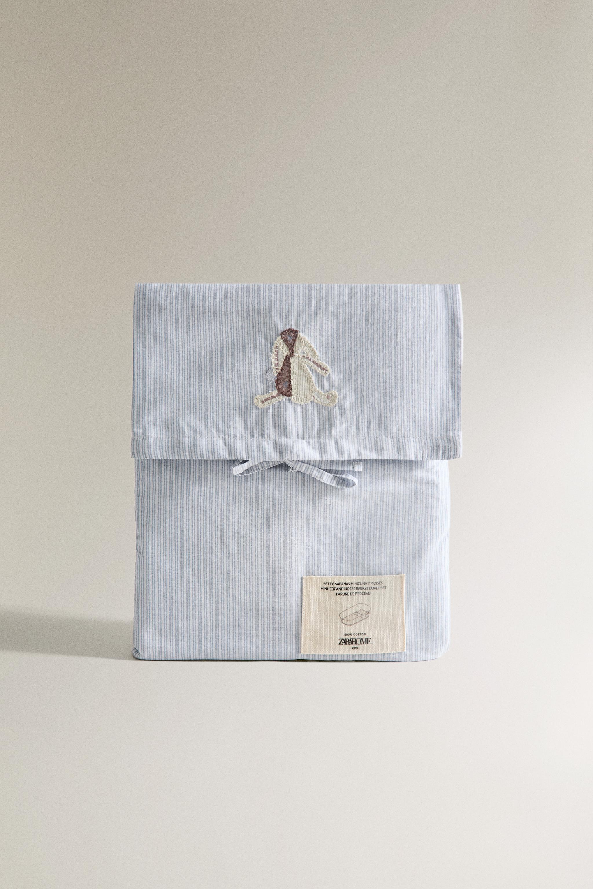 ENSEMBLE DRAPS MINILIT BÉBÉ COTON LAPIN