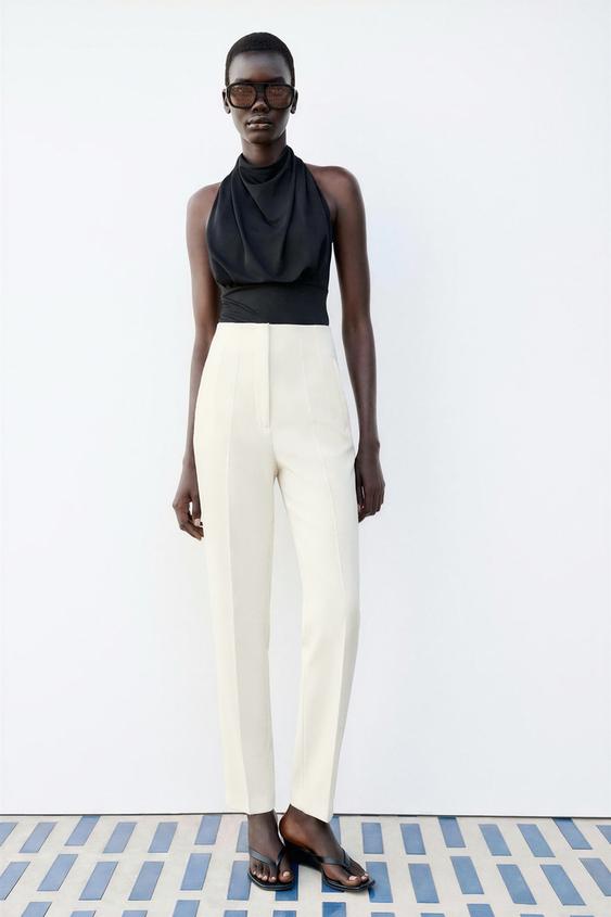 PANTALÓN TIRO ALTO - Crudo de Zara - Imagen 0