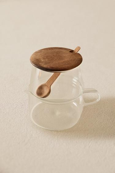 Zara SUGAR BOWL SET AND BOROSILICATE PITCHER WITH WOOD - 990