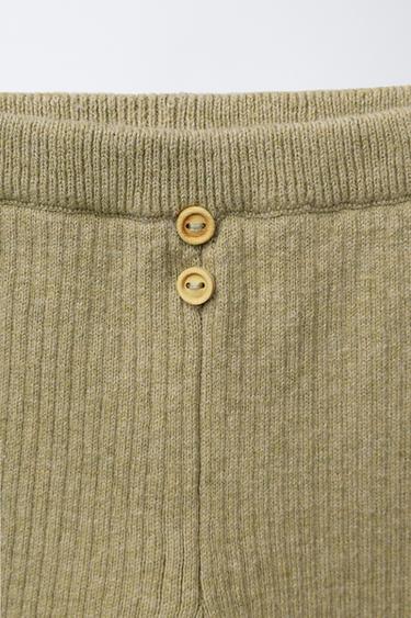 RIBBED LEGGINGS WITH BUTTONS - Greenish by Zara - Image 2