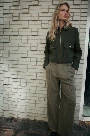 WOOL TROUSERS - Khaki by Zara - Image 0