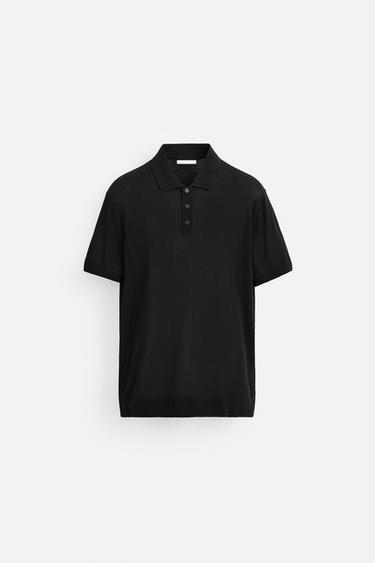 POLO EN MAILLE DE COTON ET SOIE - Noir de Zara