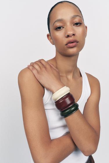 3ER-PACK ARMBÄNDER AUS LEDER - Weinrot von Zara - Bild 0