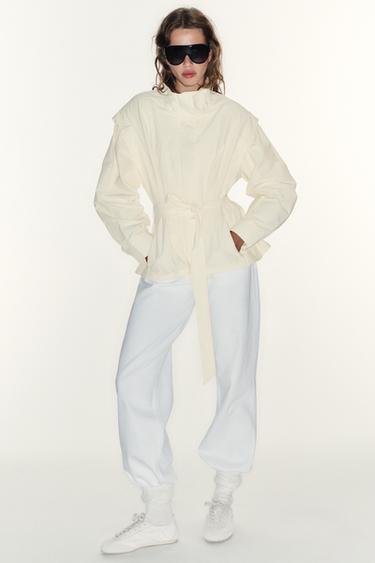 HIGH COLLAR BELTED BLAZER - Vanilla by Zara