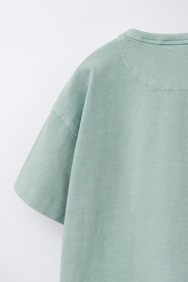 PLAIN GARMENT DYE T-SHIRT - washed green by Zara - Image 3
