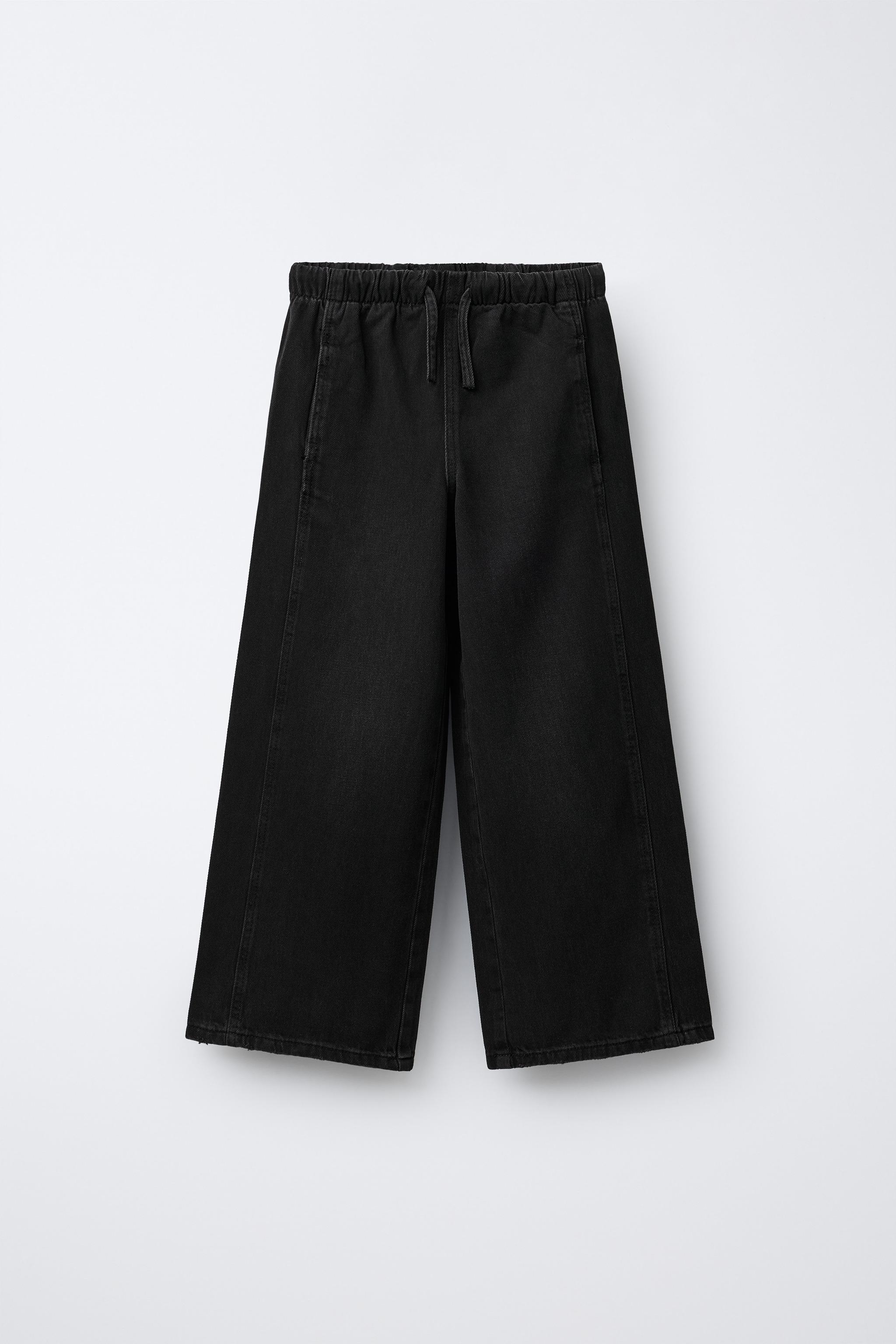 ぎんzara wide leg WIDE-LEG JEANS WITH DRAWSTRINGS - Black | ZARA India