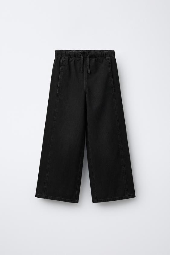JEANS WIDE LEG CORDONES - Negro de Zara - Imagen 0
