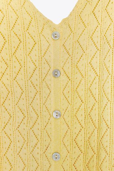 TOP EN MAILLE POINTELLE À VOLANTS - Jaune clair de Zara - Image 7