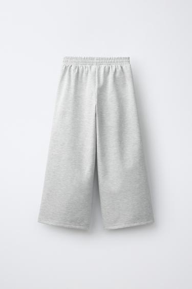 INTERLOCK PLEATED WIDE-LEG PANTS — Gray marl 2