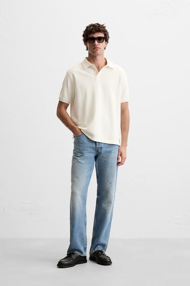 ПОЛО ИЗ РЕЛЬЕФНОГО ПИКЕ — ЖЕЛТОВАТО-БЕЛЫЙ от Zara — изображение 0