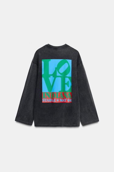 WASHED LONG SLEEVE T-SHIRT - Anthracite grey by Zara