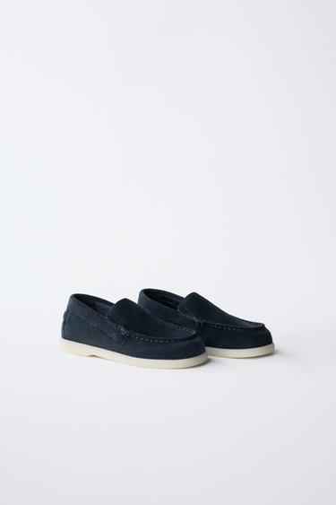 CHAUSSURES BATEAU EN CUIR - Bleu de Zara - Image 1