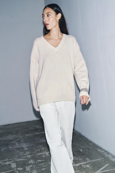OVERSIZED WOOL AND CASHMERE SWEATER - Ecru by Zara - Image 0