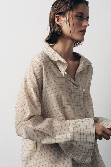 CHECK SHIRT - Ecru by Zara