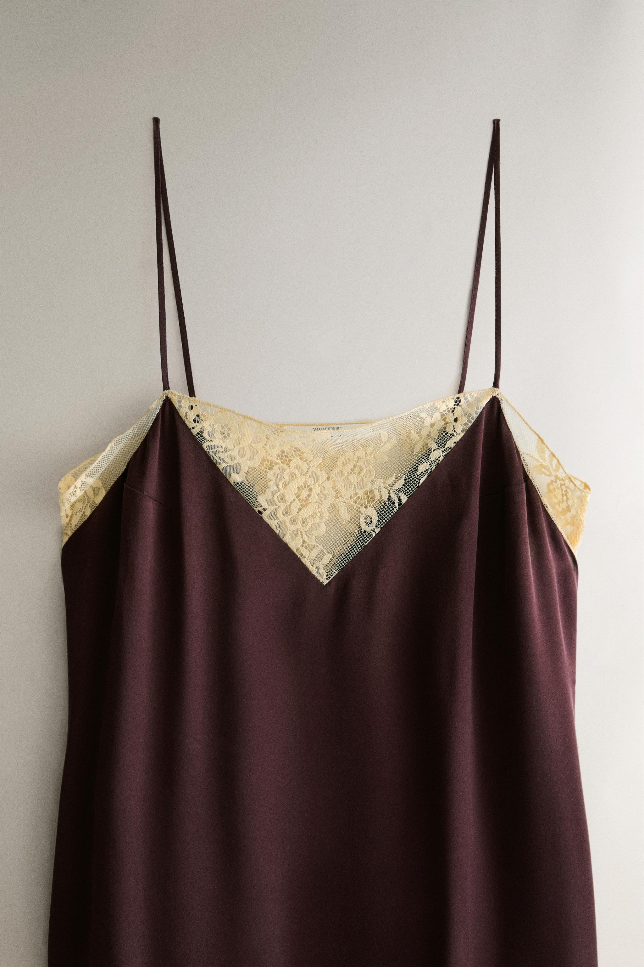 MULBERRY SILK LACE DRESS — Burgundy