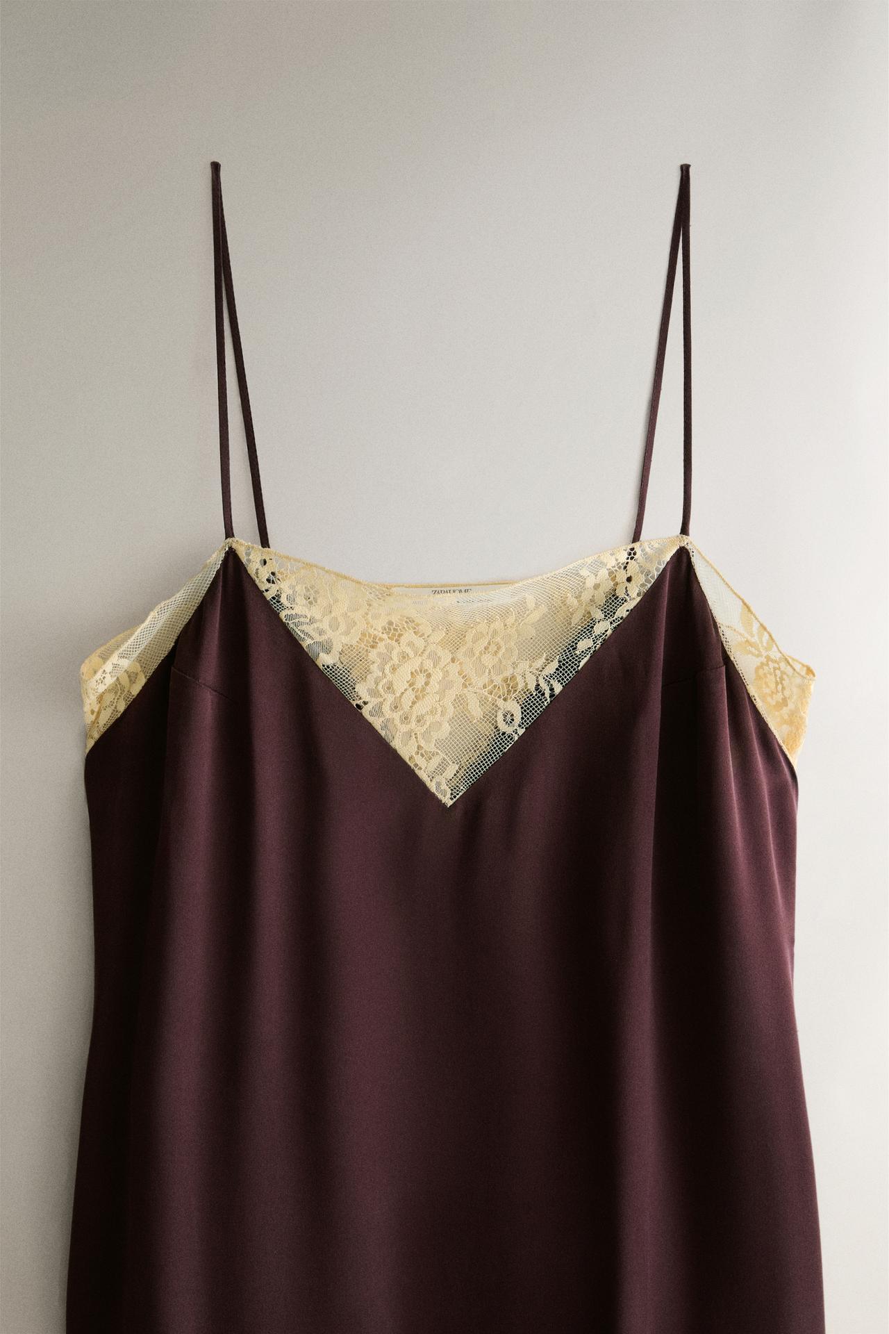 MULBERRY SILK LACE DRESS — Burgundy