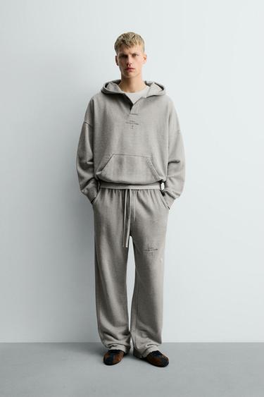BLUZA KANGURKA Z KAPTUREM X SR_A - Szary melanż Zara
