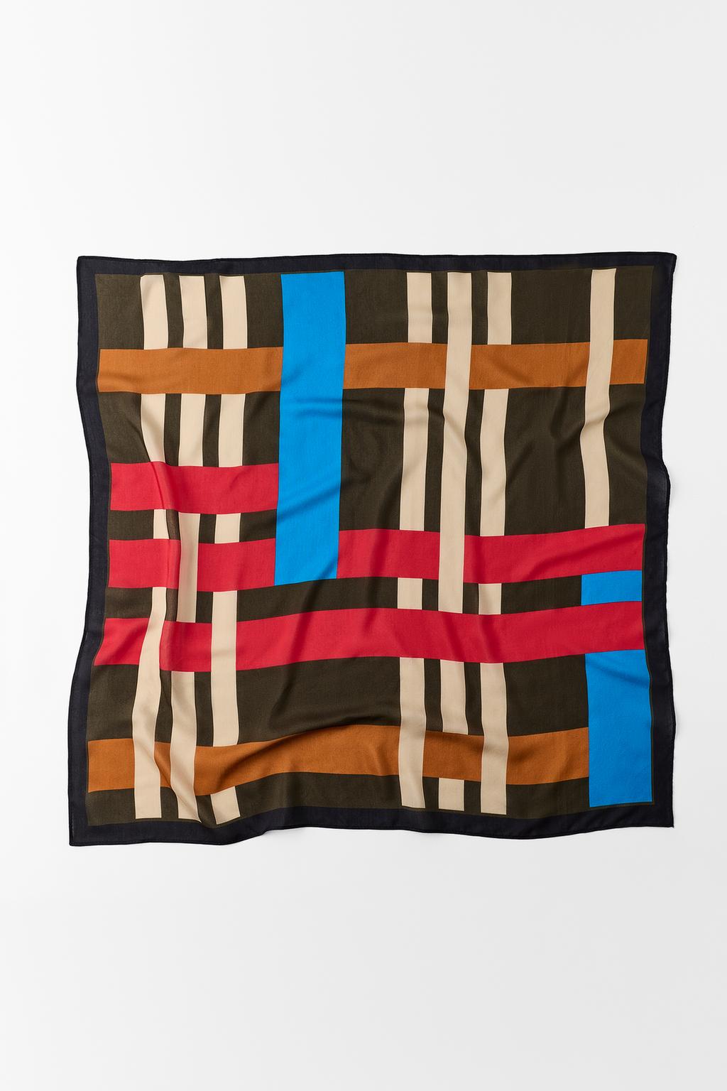 STRIPED SILK BLEND SCARF