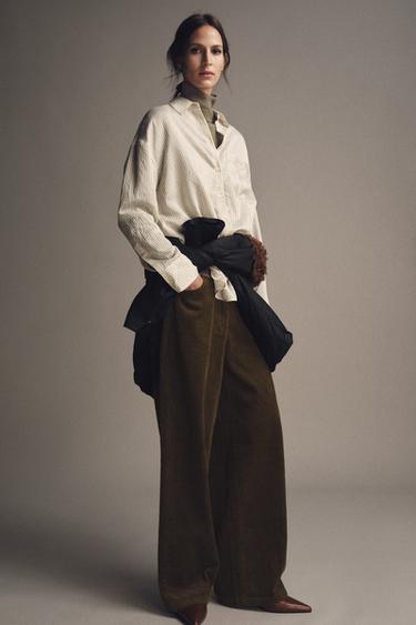ΠΑΝΤΕΛΟΝΙ ΚΟΤΛΕ WIDE LEG ZW COLLECTION - Πράσινο της ελιάς του Zara - Εικόνα 0