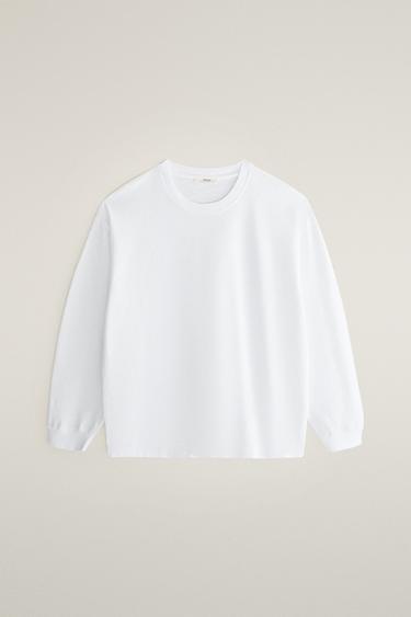 LONG SLEEVE COTTON T-SHIRT — White 1