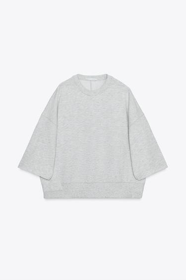 سويت شيرت بمظهر مغسول - رمادي فيجوريه الخاص بـ Zara