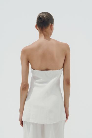 TOP BUSTIER BRODÉ - Blanc cassé de Zara - Image 5