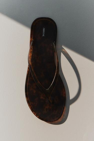 SANDALES PLATES JELLY - Marron de Zara