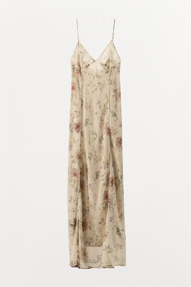 FLORAL PRINT STRAPPY DRESS - Ecru by Zara - Image 3